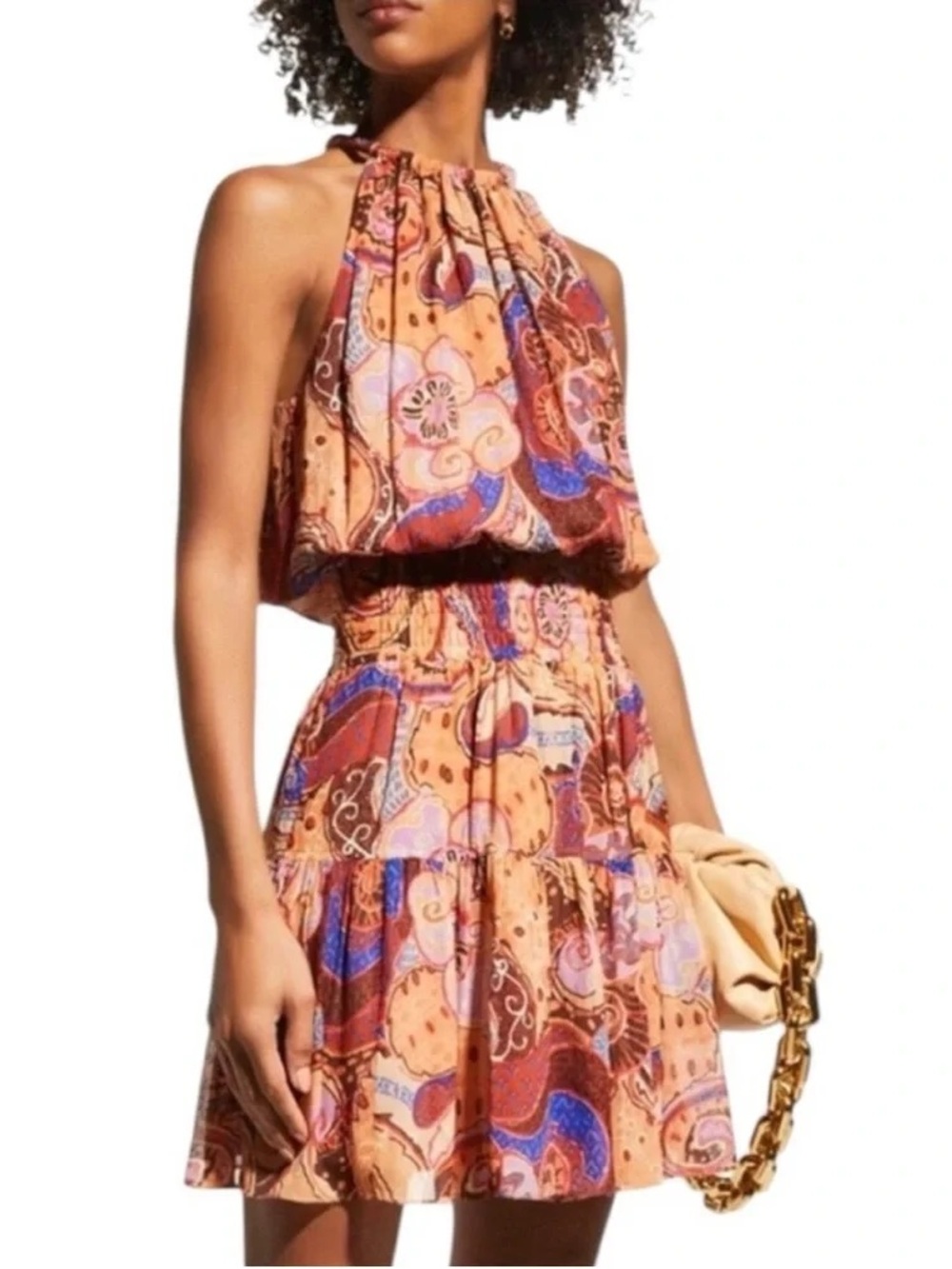 A.L.C. Silk Paisley Floral Cutout Mini Dress Multicolor Size 2